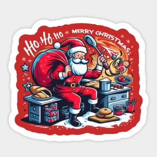 Santa Love Cooking Sticker